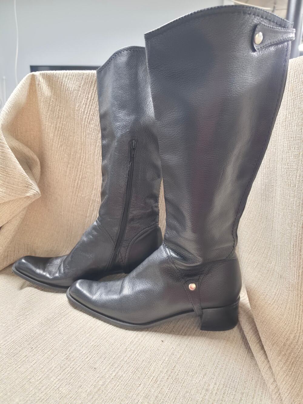 Stuart Weitzman Black Leather Knee High Riding Boots Spain 9.5 M
